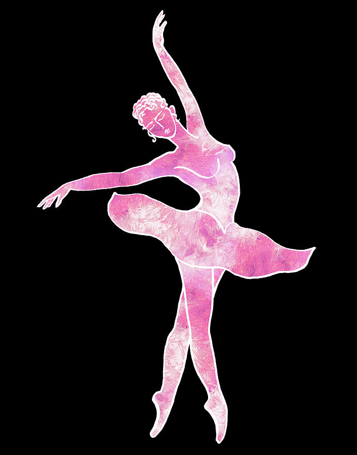 Magic Dance Of Watercolor Ballerina Silhouette Mellow PinkBallet   Painting by Irina Sztukowski