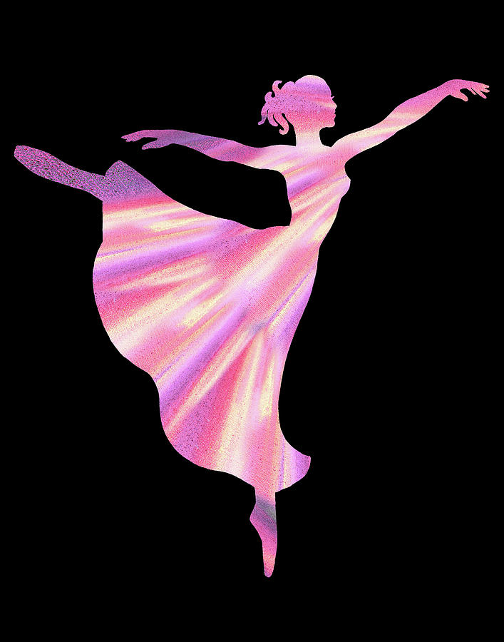 Magic Dance Of Watercolor Ballerina Silhouette Warm Pink Ballet Painting