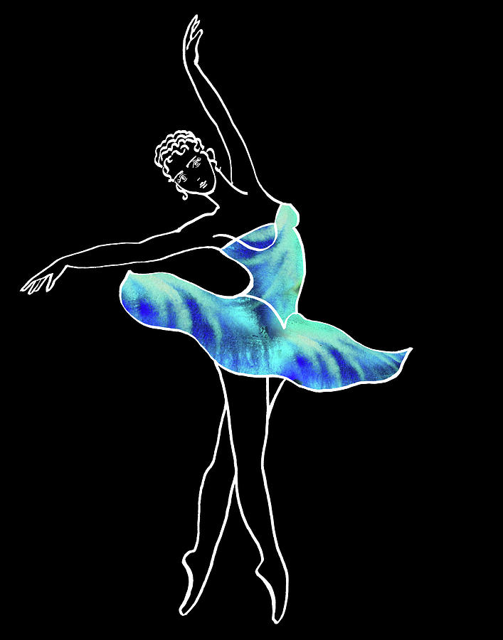 Magic Dance Of Watercolor Turquoise Blue Ballerina Silhouette Ballet   Painting by Irina Sztukowski