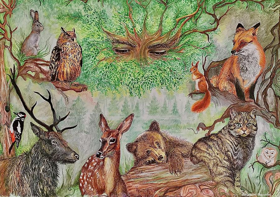 Magic forest Drawing by Bernadett Bagyinka