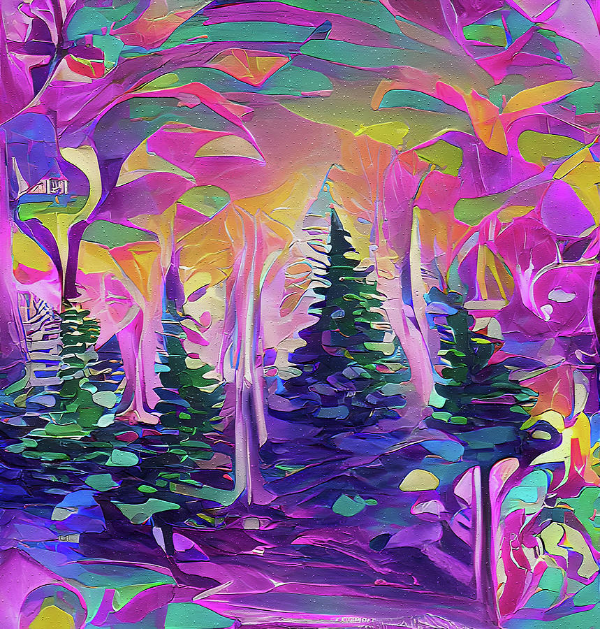 Magic Forest Psychedelic Art Digital Art by Deborah League