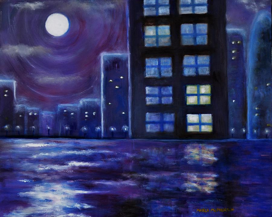 Moonlight on the Water Painting  Painting by Marla McPherson