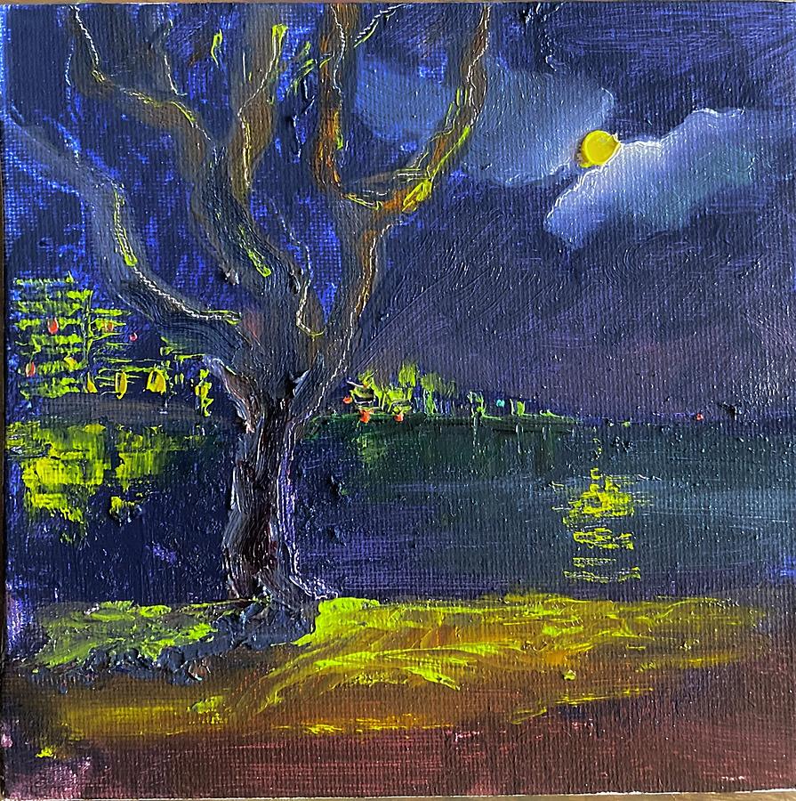Magic Island at Night Painting by Alla Parsons