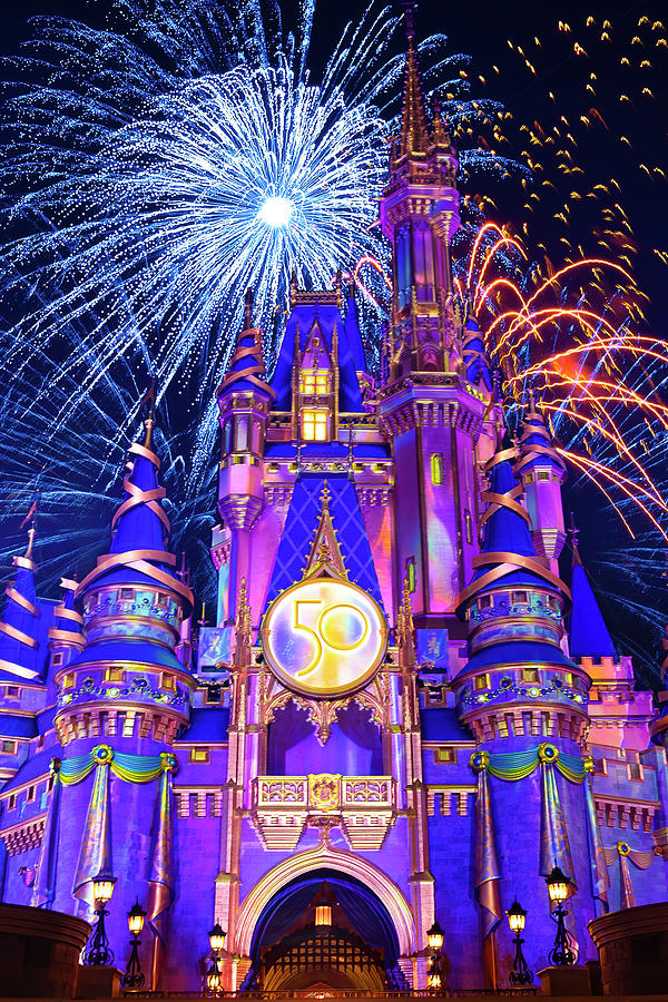 Magic Kingdom 50th Anniversary Fireworks Spectacular Photograph by Mark Andrew Thomas