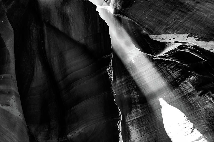 Magic Light - Antelope Canyon In Black and White Photograph by Gregory Ballos