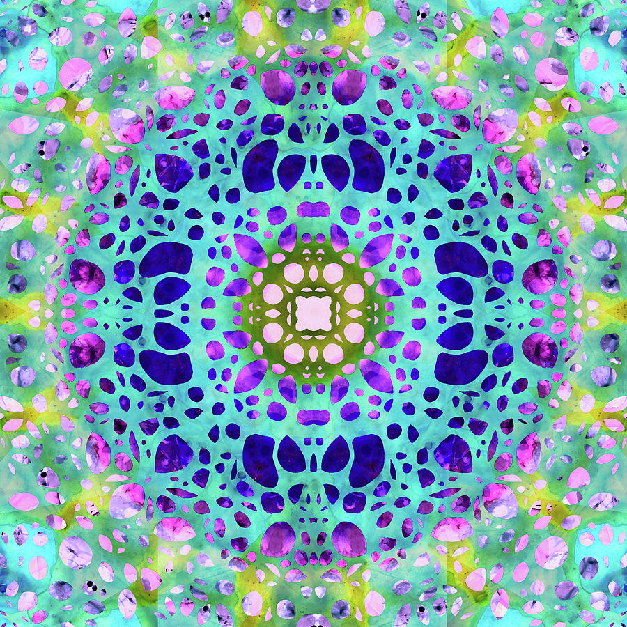 Mandala Painting - Magic Mandala Eight Colorful Healing Energy by Sharon Cummings