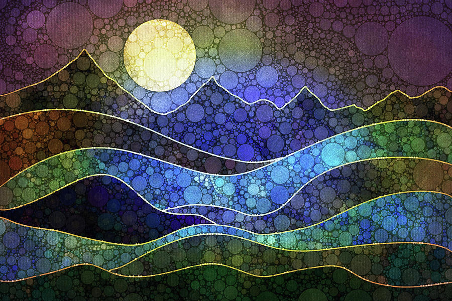 Magic Moon Setting Over Mountains Digital Art by Peggy Collins