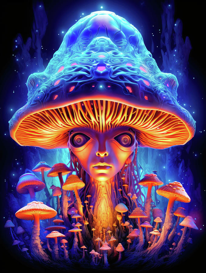 Magic Mushroom Face 03 Digital Art by Matthias Hauser