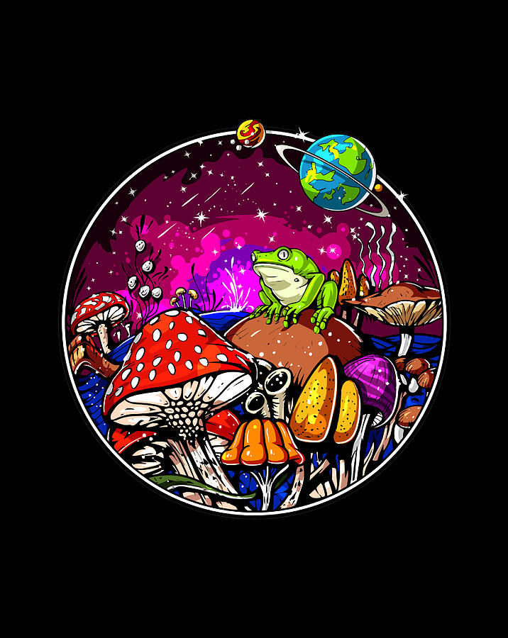 Magic Mushrooms Psilocybin Fungi Shrooms Psychedelic Forest Digital Art ...