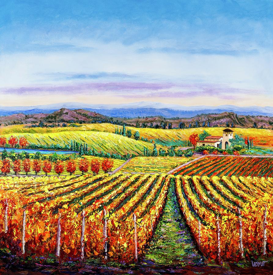 Vineyards Painting - Magic of California Wine Country by Vidyut Singhal
