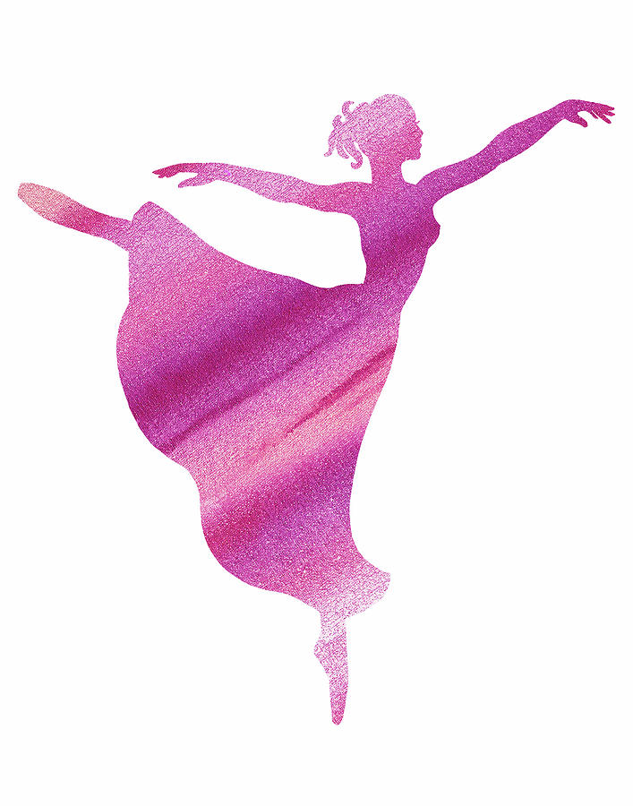 Magic Pink Dance Of Watercolor Ballerina Silhouette Ballet
