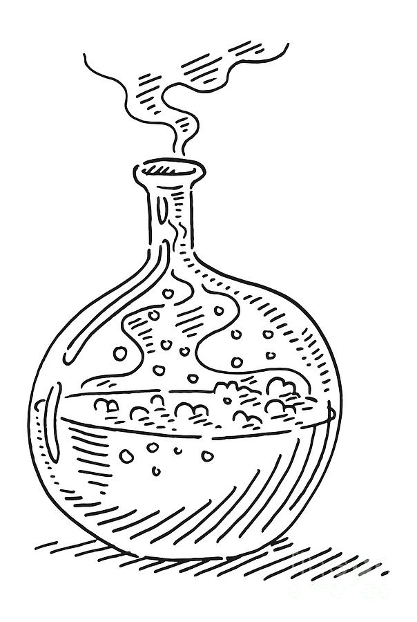 Hand drawn sketch potion jar with magic liquid Vector Image