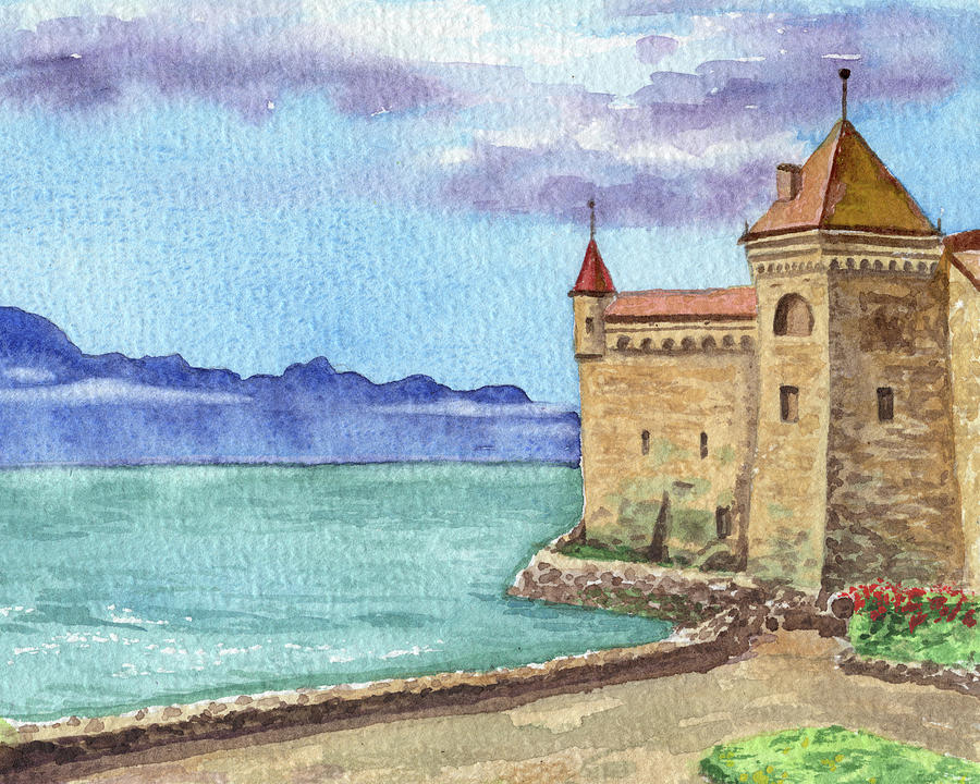 Magic Princess Castle On The Lake Shore Painting by Irina Sztukowski