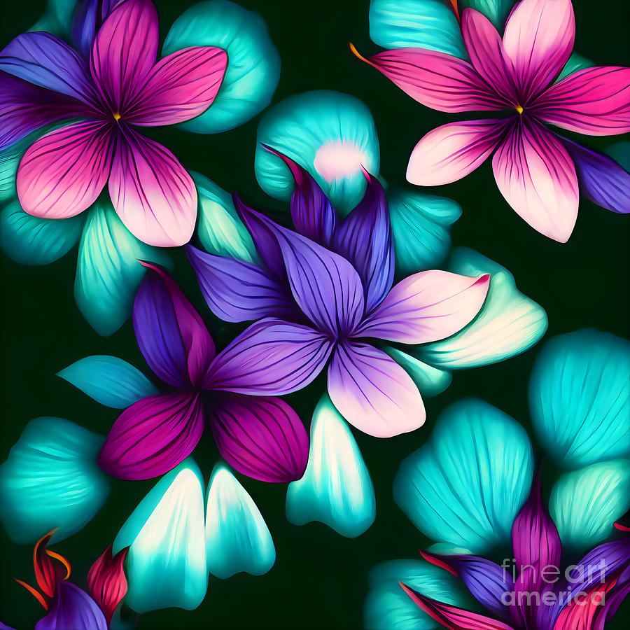 Magic purple flowers Drawing by Jirka Svetlik