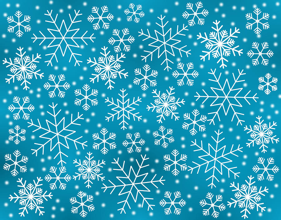 Magic Snowflakes On Steel Blue Digital Art