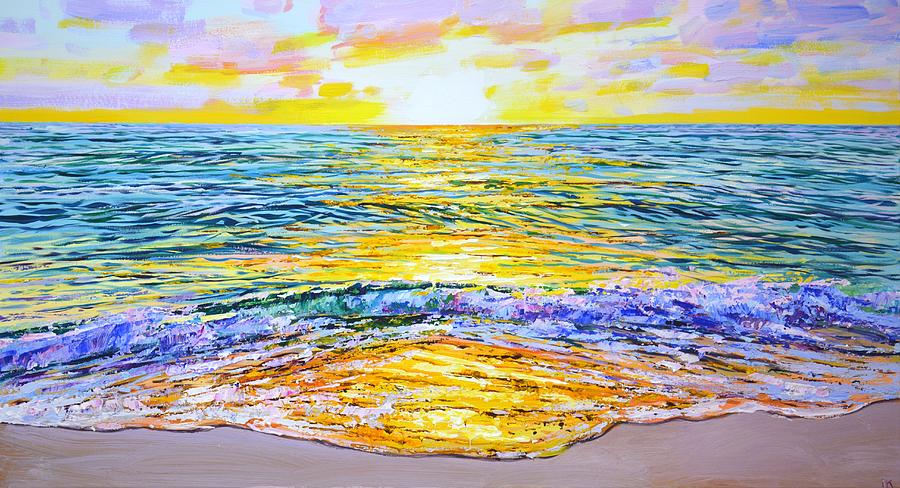 	Magic sunset over the ocean. Painting by Iryna Kastsova