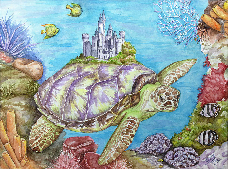 Magic Turtle Painting by Sylvia Aldebol