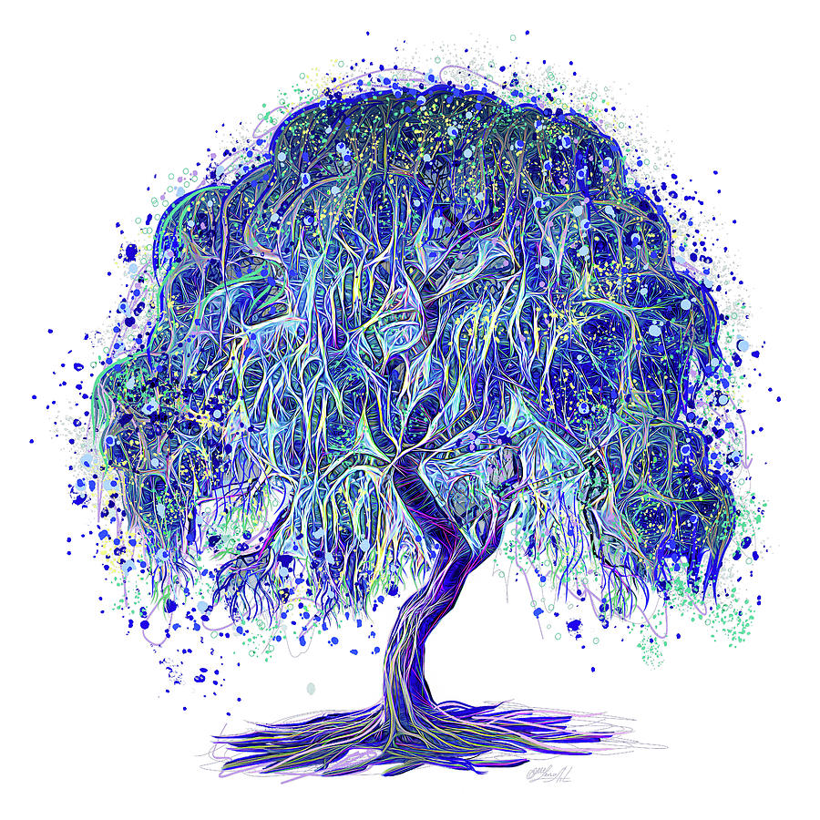 Magic Weeping Willow Tree White Background Digital Art by OLena Art by Lena Owens - Vibrant DESIGN