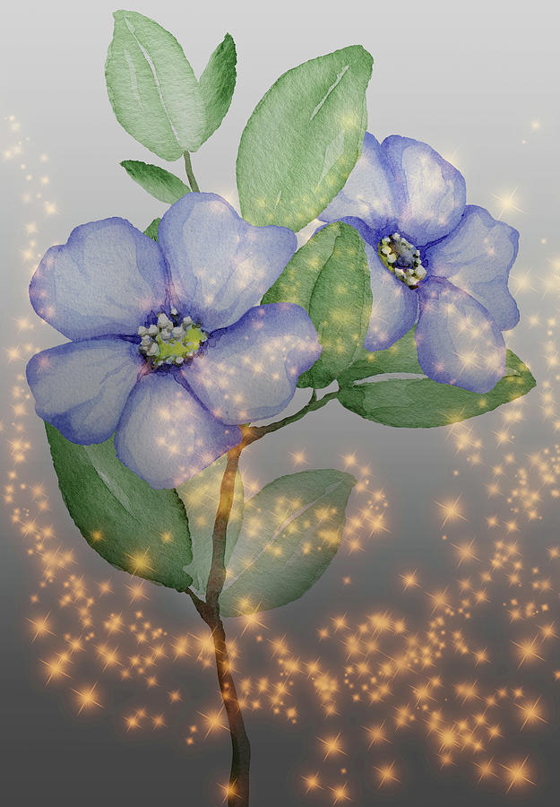 Magical Blue Flowers Mixed Media by Johanna Hurmerinta