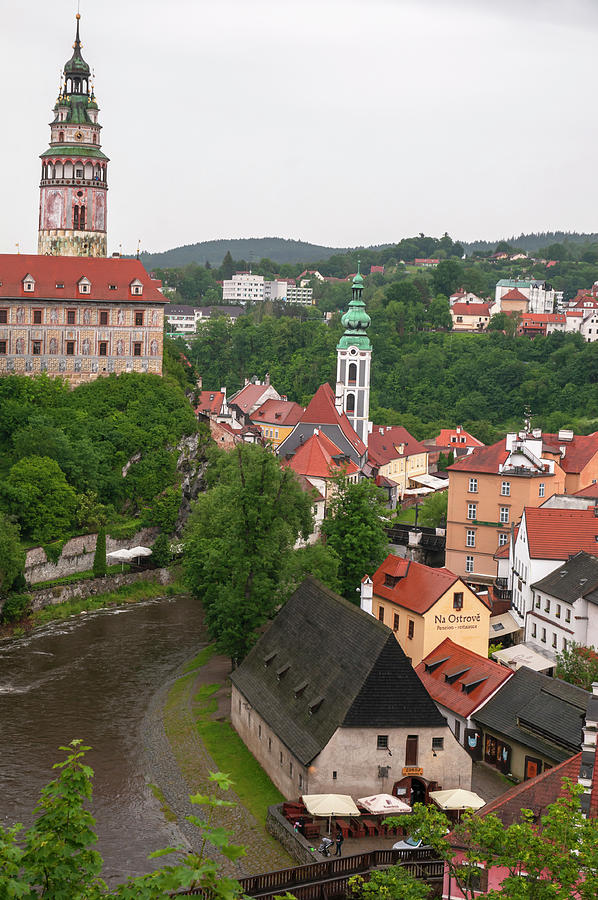 Magical Charm of Cesky Krumlov - Overview and Castle Tower Photograph by Jenny Rainbow