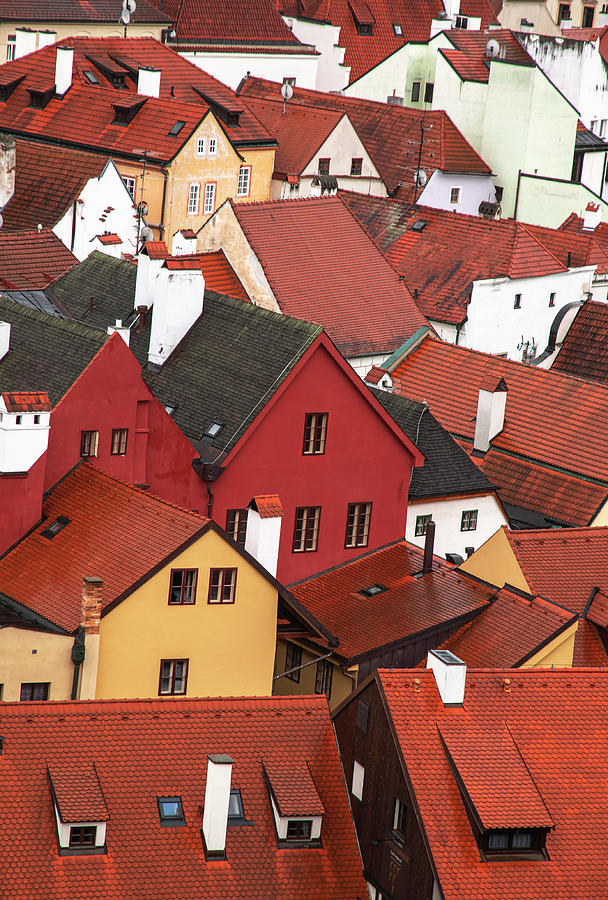 Magical Charm of Cesky Krumlov - Red Roofs 1 Photograph by Jenny Rainbow