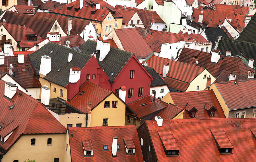 Magical Charm of Cesky Krumlov - Red Roofs Photograph by Jenny Rainbow