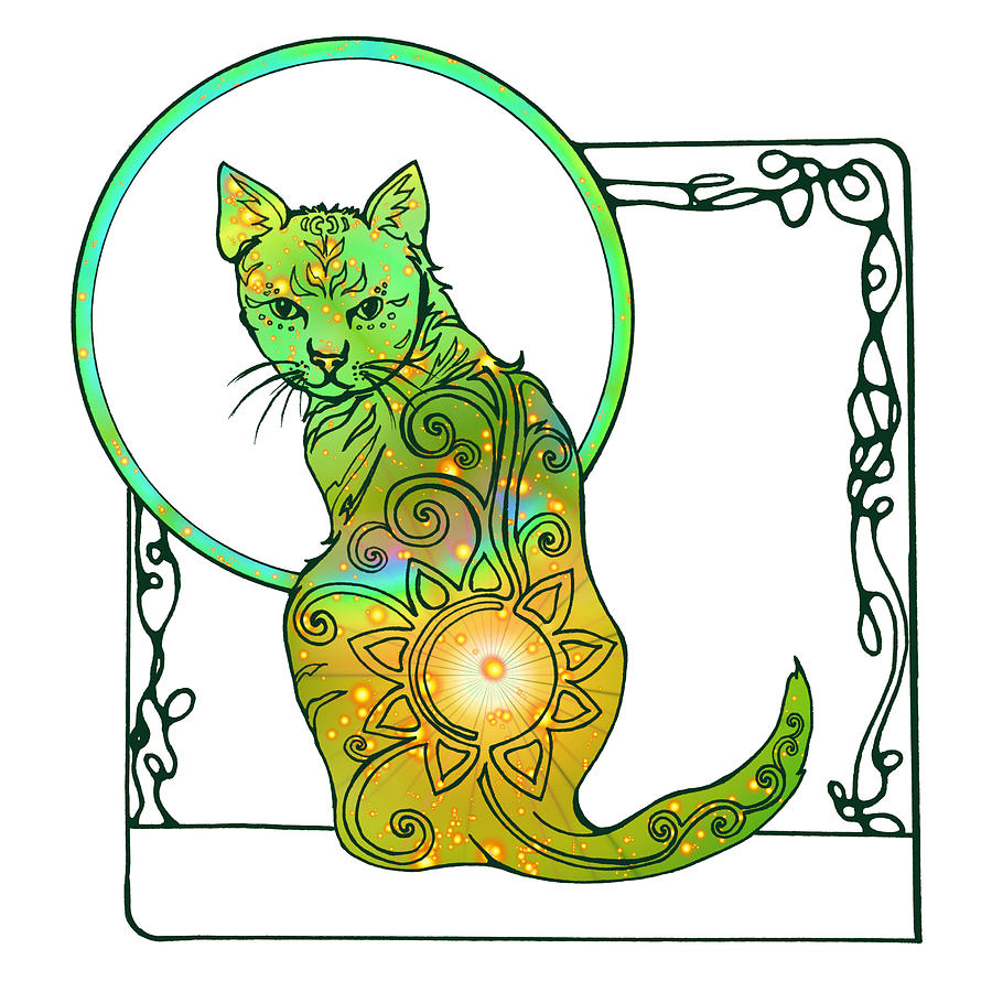 Magical Cosmic Nature Cat Digital Art by Katherine Nutt