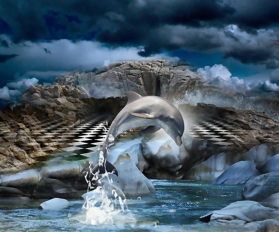 Magical Dolphin Mixed Media by Marvin Blaine
