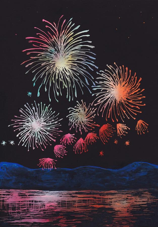 Magical fireworks Mixed Media by Tara Krishna