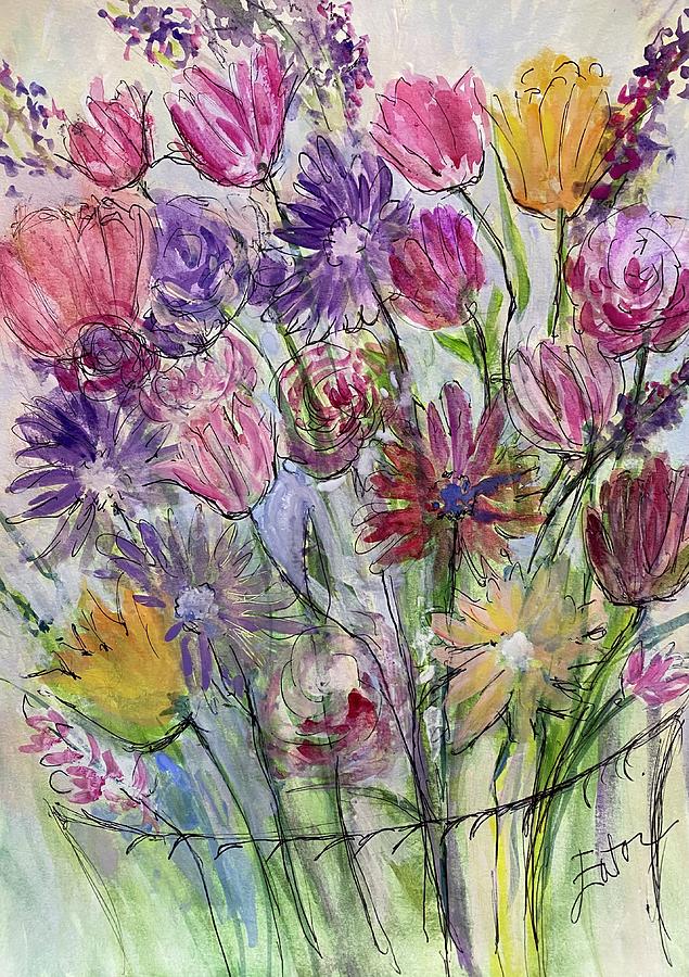 Magical Flowers Painting by Donna Eaton