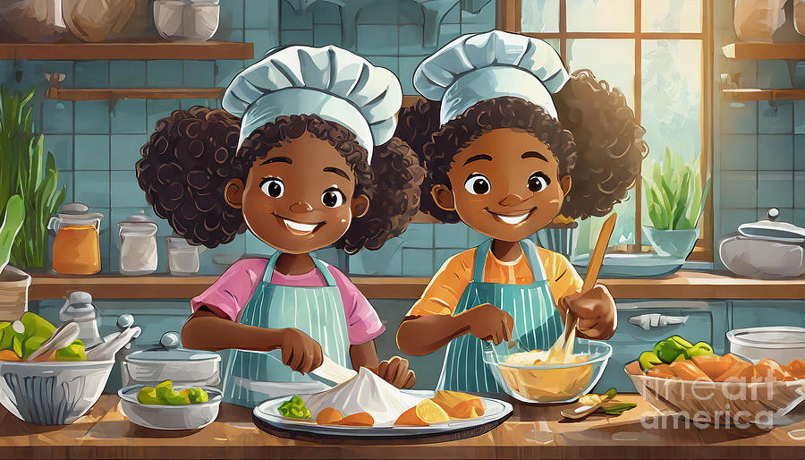 Magical Kitchen Adventure With Sister Chefs Digital Art