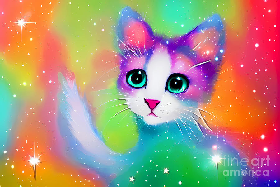 Whimsical Cat Digital Art by Jill Nightingale