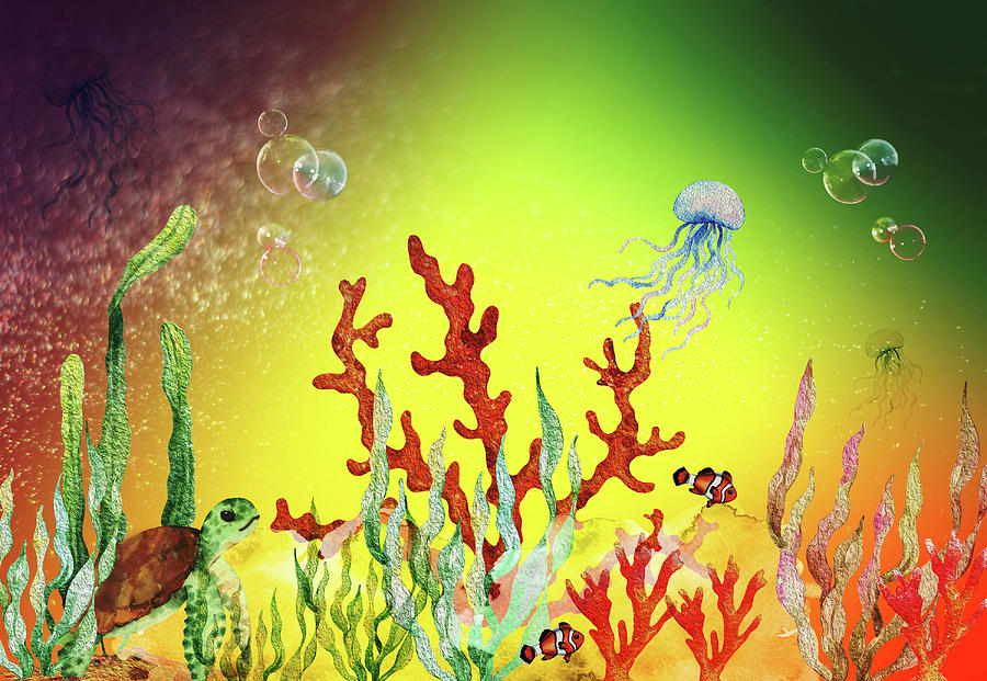 Magical Moments In The Secret Coral Reef Mixed Media by Johanna Hurmerinta