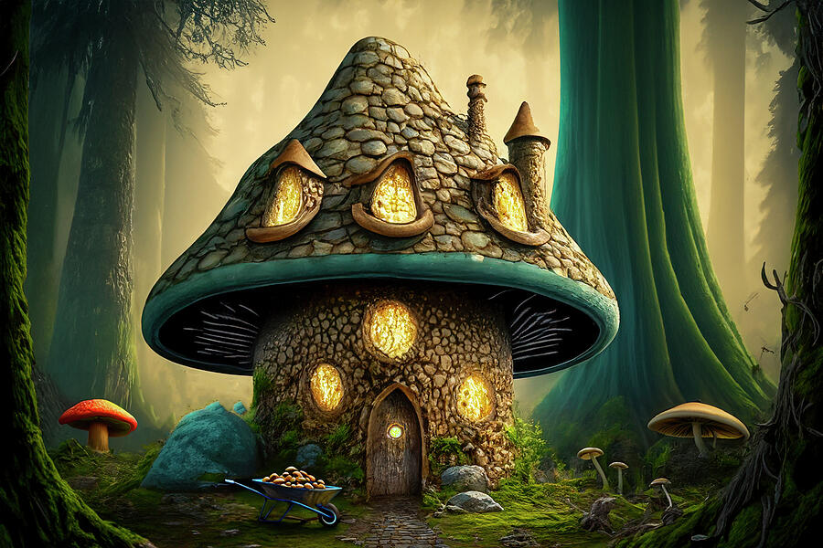Magical Mushroom Cottage Digital Art by Mark Andrew Thomas