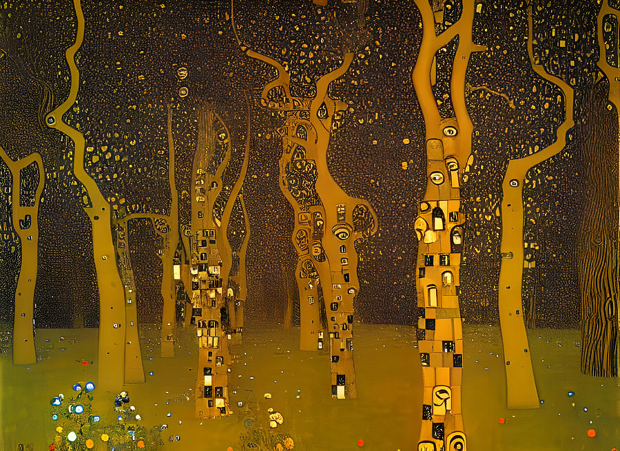 Magical Night Forest Painting by Philip Openshaw