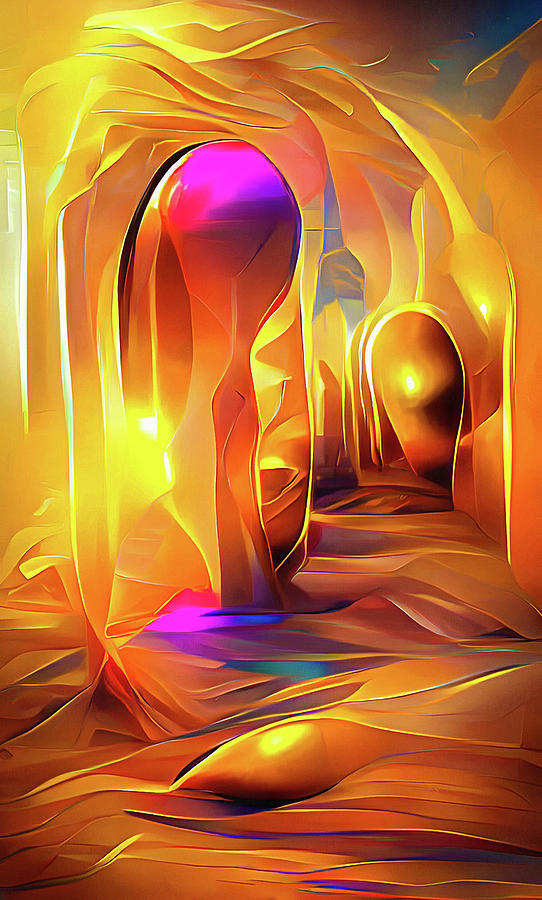 Magical Portal 01 Golden Glow Digital Art by Matthias Hauser
