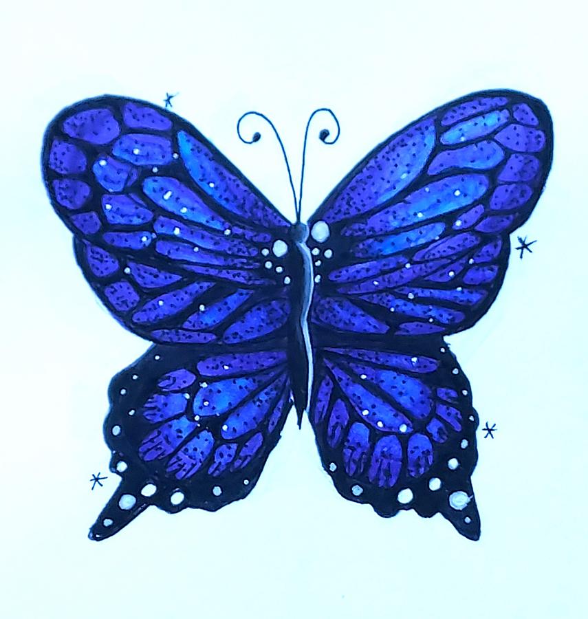 Magical Purple Butterfly Drawing by Kae Creative Corner - Fine Art America