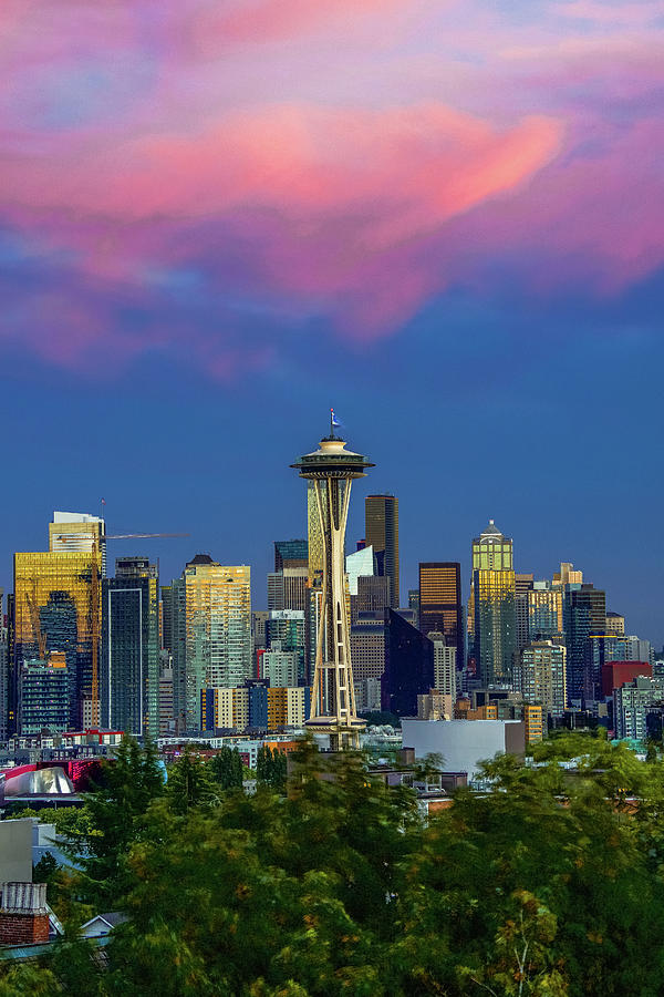 Magical Seattle Afterglow Photograph by Emerita Wheeling