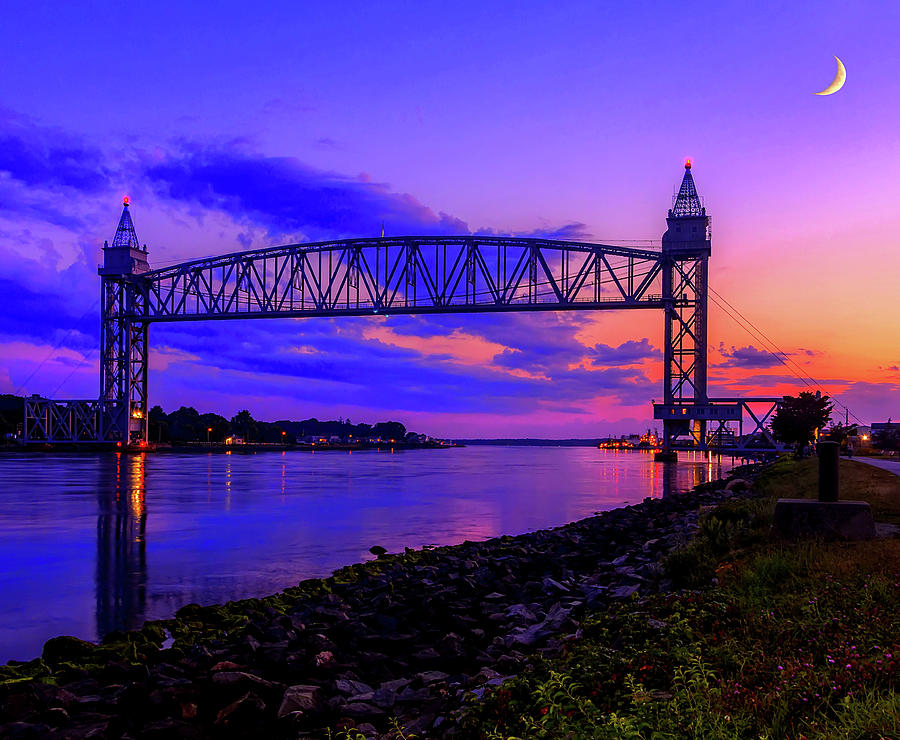 Magical Sunset at the Cape Cod Railroad Bridge Photograph by Mitchell R Grosky