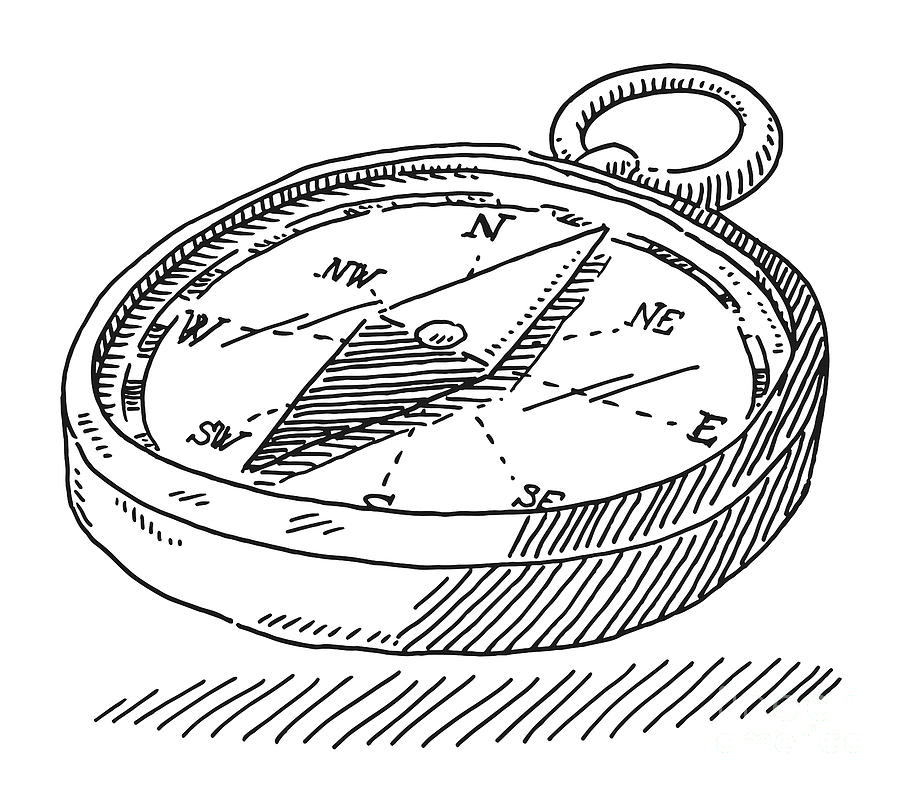 Compass Symbol Drawing Drawing by Frank Ramspott Fine Art