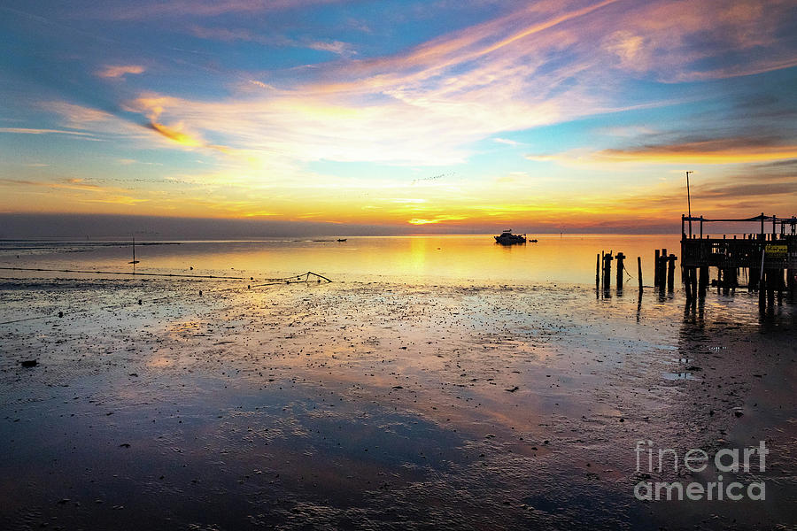 Magnificent colorful orange sunrise over the Gulf of Mexico Digital Art by Timothy OLeary