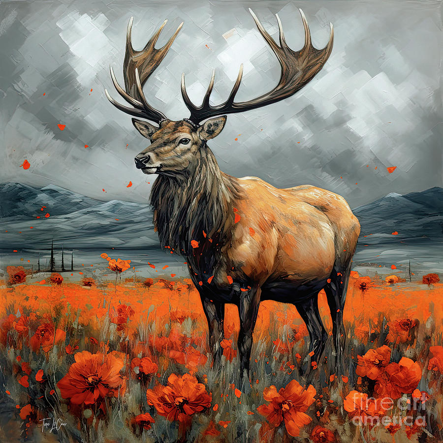 Magnificent Elk Painting by Tina LeCour