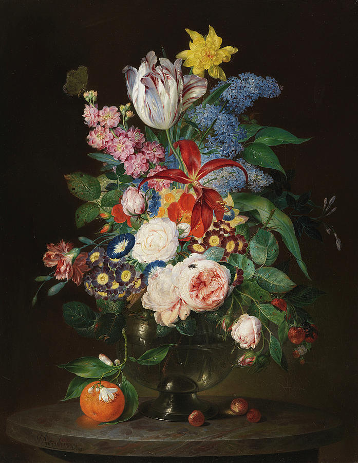 Magnificent flower still life with insects THEODOR MATTENHEIMER 1830 ...