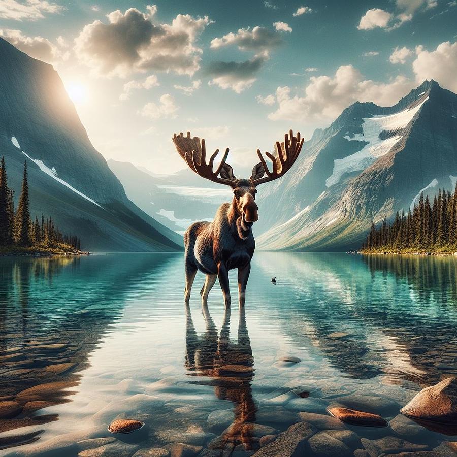 Magnificent Moose Digital Art by Adam Mateo Fierro