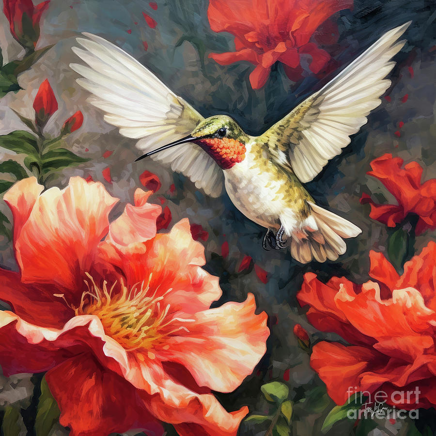 Hummingbird Painting - Magnificent Ruby by Tina LeCour