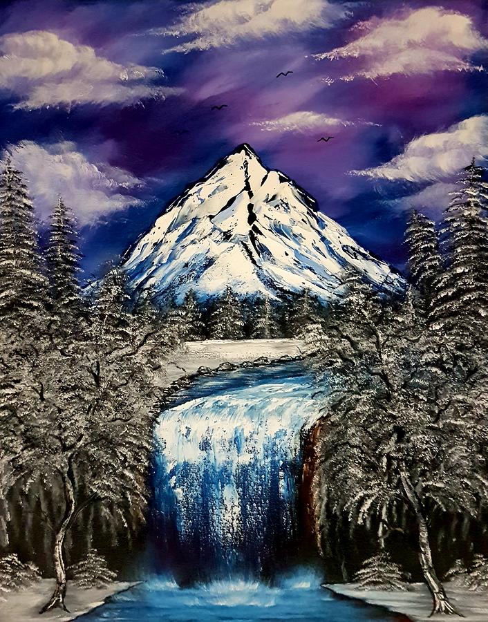 Magnificent Winter Falls Painting
