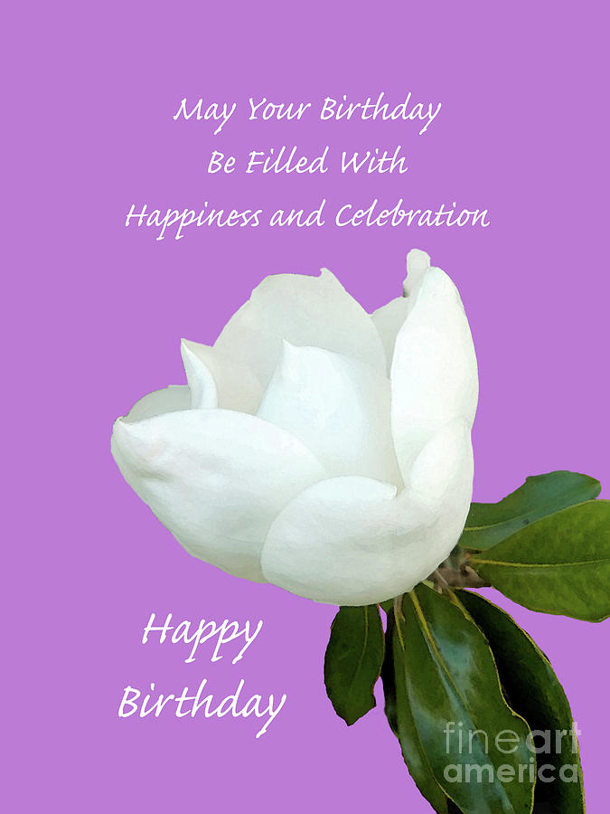 Magnolia Blossom Birthday Card Mixed Media by Sharon Williams Eng