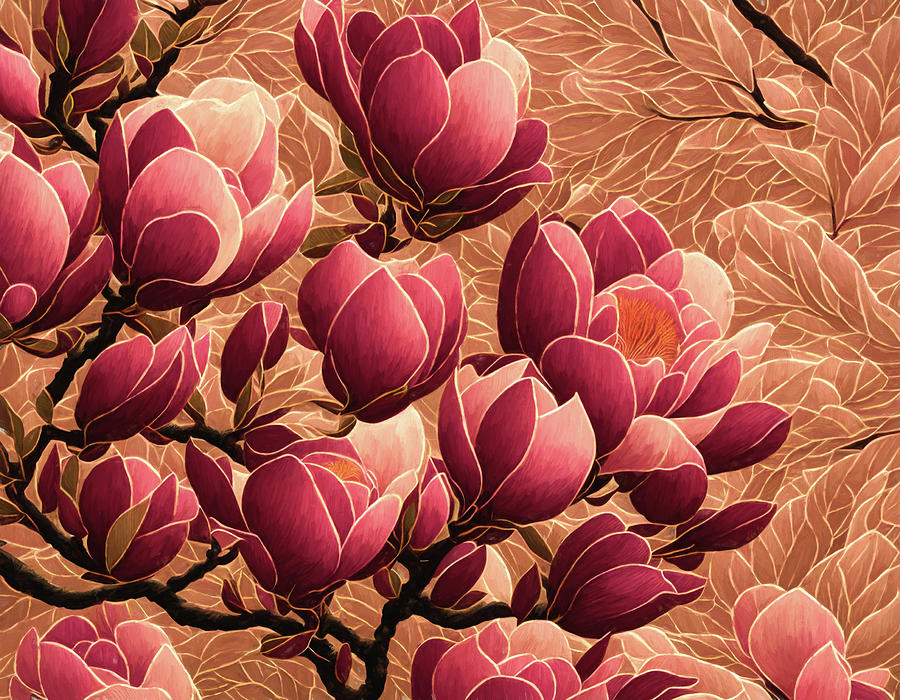 Magnolia Flowers Digital Art by Peggy Collins