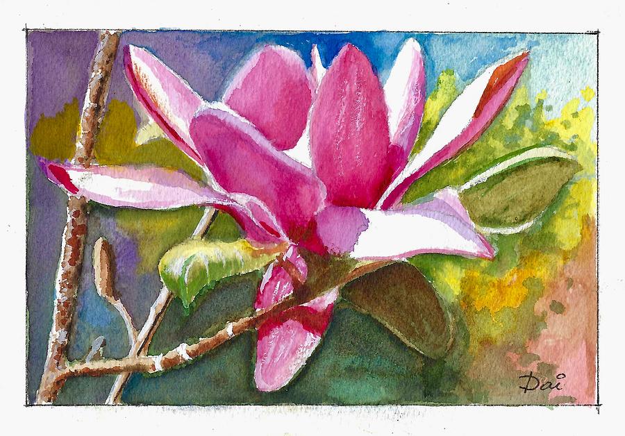 Magnolia Greeting Card Painting by Dai Wynn