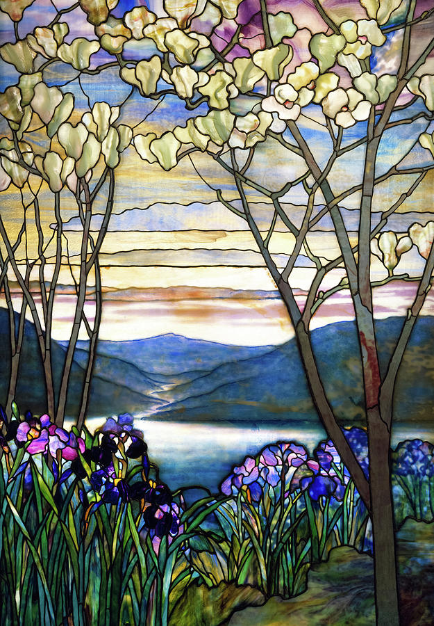 Magnolia Movie Painting - Magnolias and Irises, 1908 by Louis Comfort Tiffany
